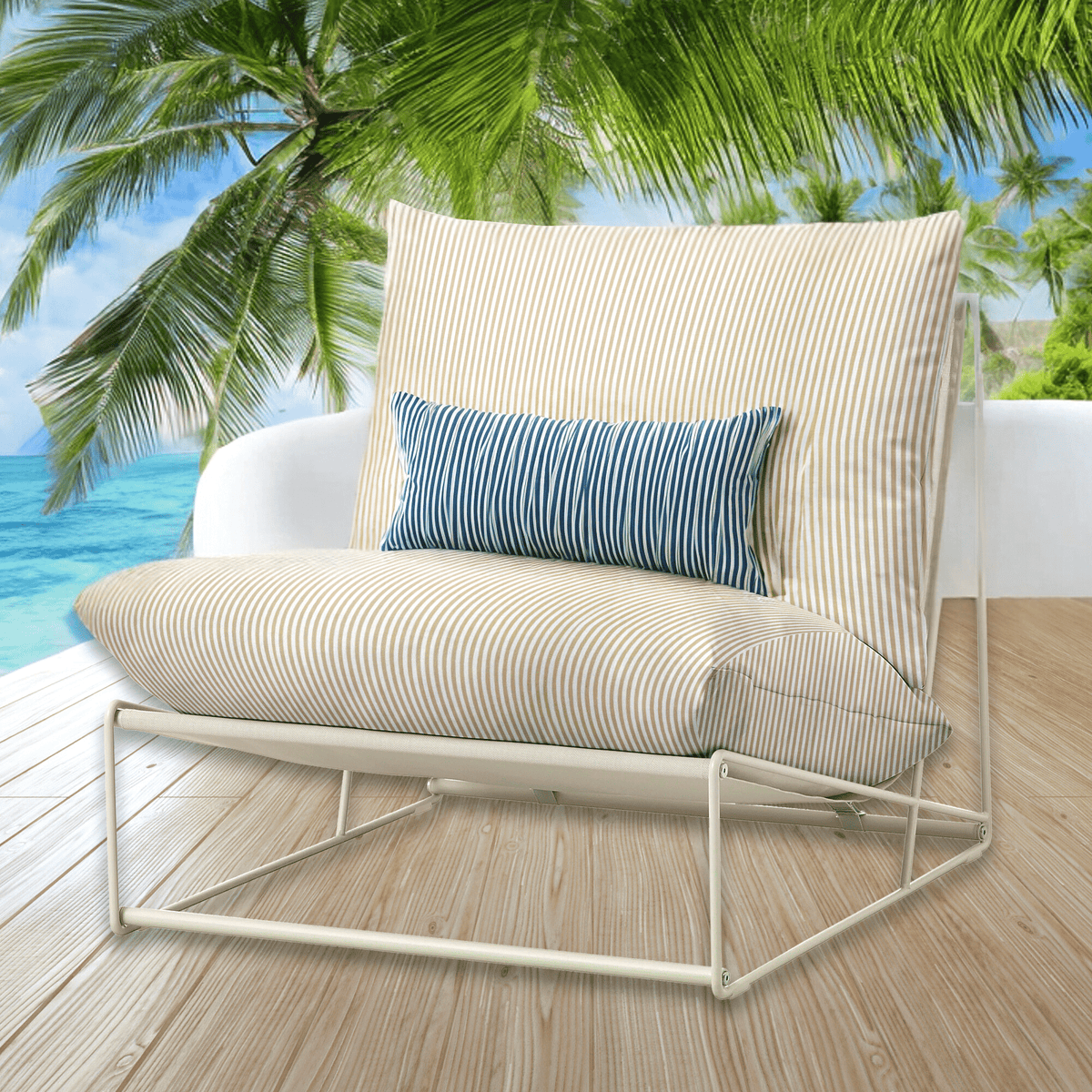 Beige Stripe Outdoor Slipcovers, Compatible with IKEA Havsten