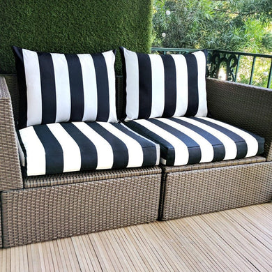 Rockin Cushions IKEA Outdoor Slipcovers 2 x Seat Covers IKEA Arholma Kuddarna, Black and White Cabana Stripe Outdoor Slip Covers