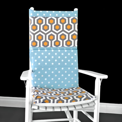 Rockin Cushions Rocking Chair Cushion Orange Blue Geometric Polka Dot Rocking Chair Cushion