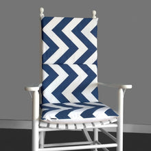 Load image into Gallery viewer, Rockin Cushions Rocking Chair Cushion Oversized Navy Blue Chevron Rocking Chair Cushion