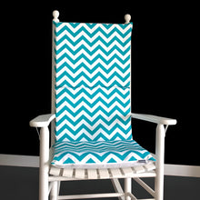 Load image into Gallery viewer, Rockin Cushions Rocking Chair Cushion Turquoise Blue Chevron Zig Zag Rocking Chair Cushion
