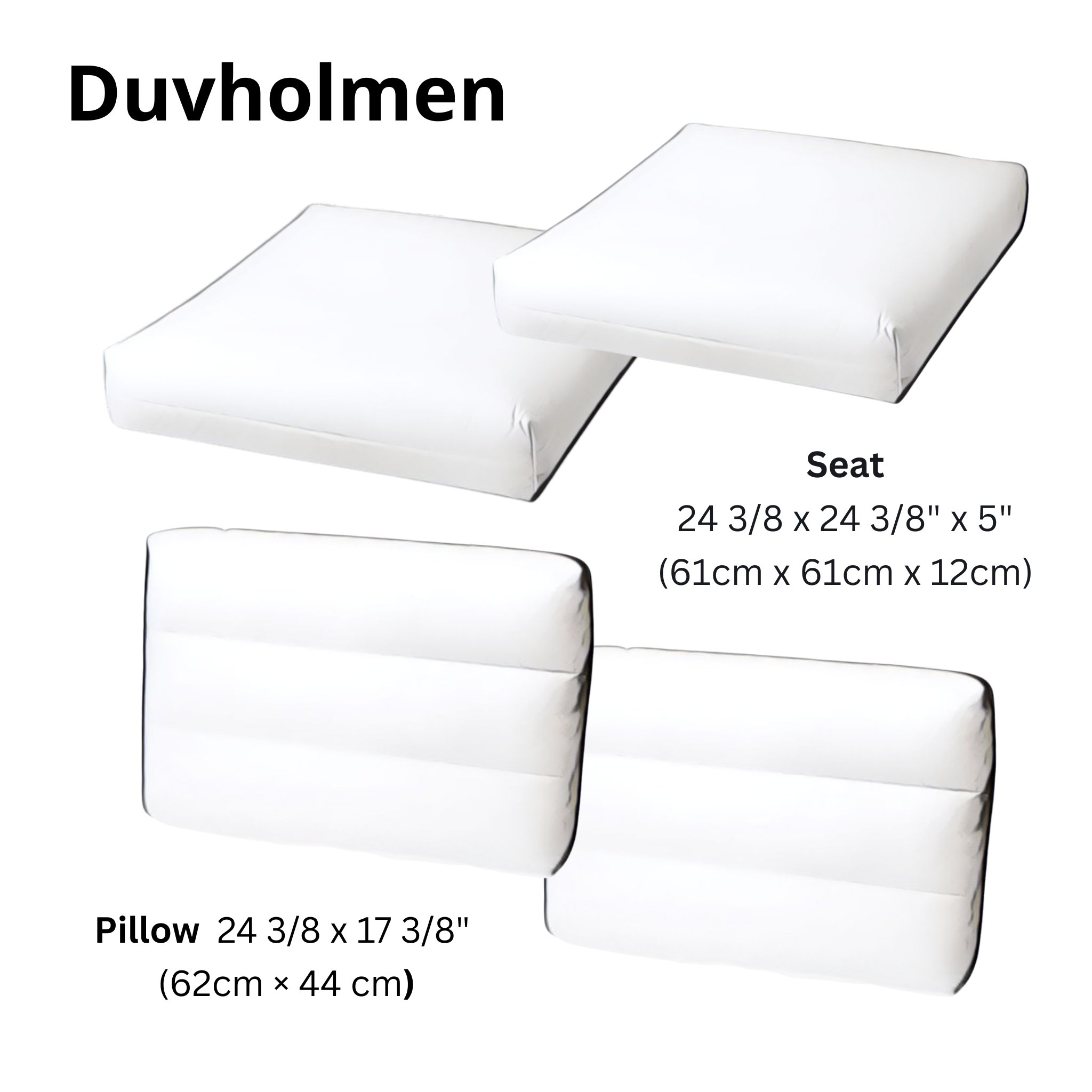 Custom Outdoor Cushion Covers Set – Compatible with IKEA Duvholmen – 4-Piece Slipcover Set (Seats + Pillows)