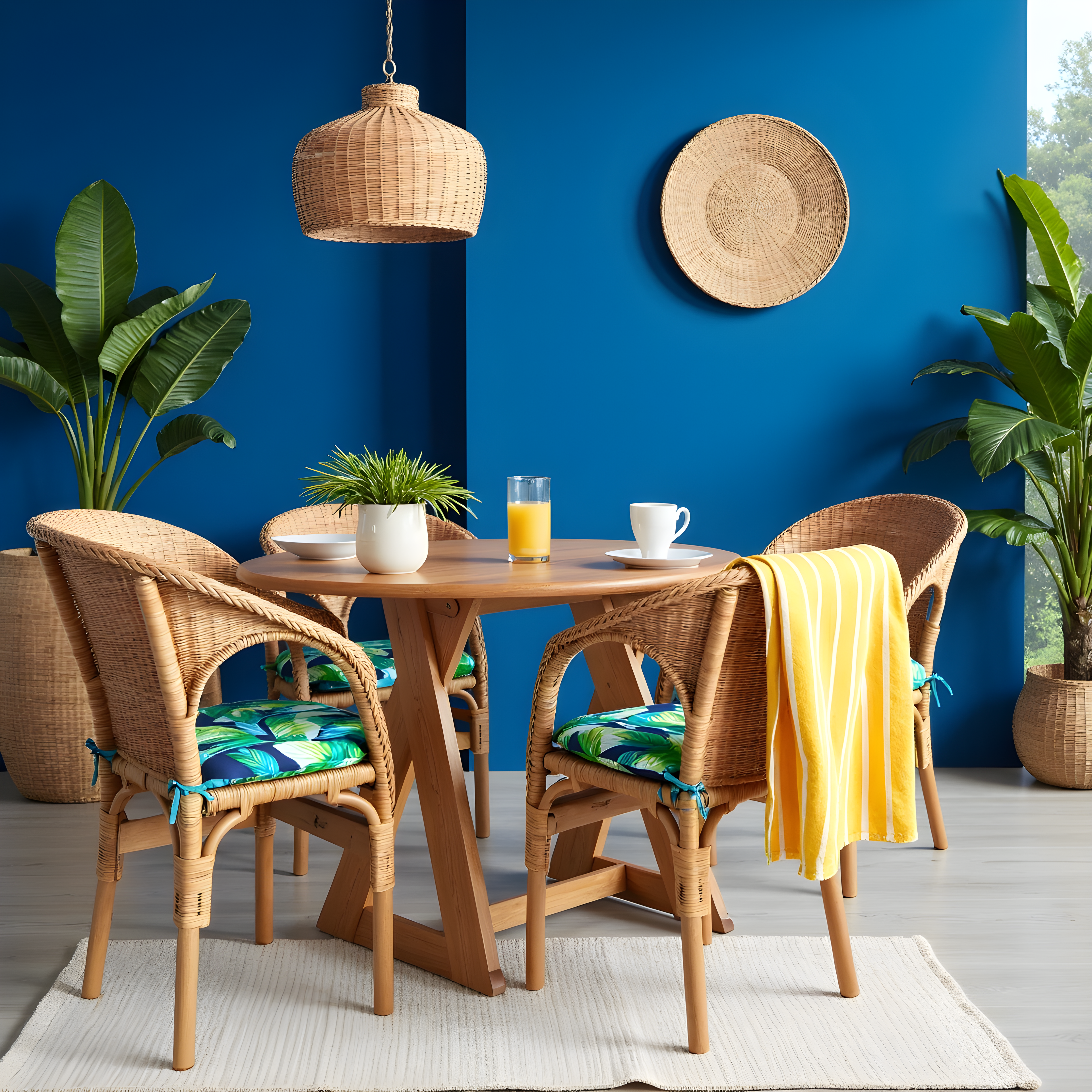 Lot de 2 coussins de chaise d'extérieur en forme de U Blue Palms, housses amovibles