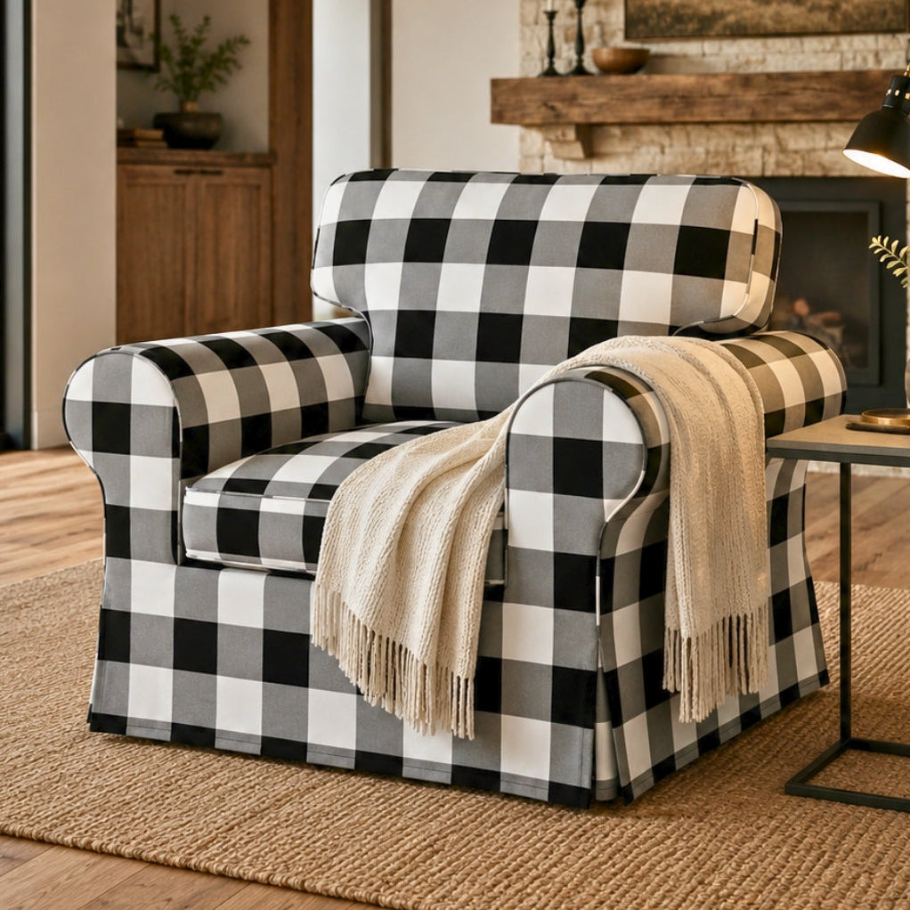 Black Check Ektorp Armchair