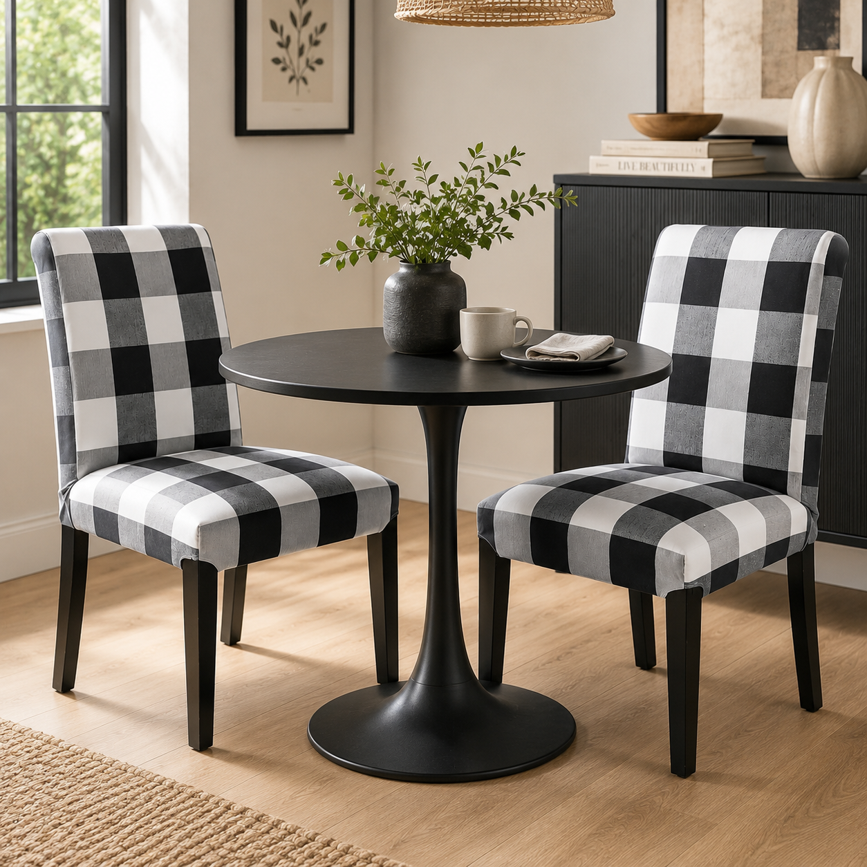 Black Check IKEA chairs