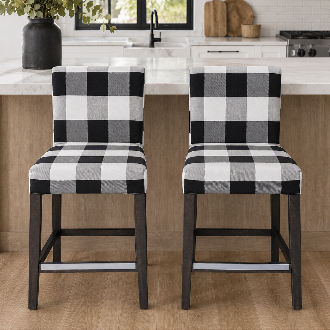 Black Check IKEA Henriksdal Barstool Covers Set of 2 | Clearance Black Check IKEA Henriksdal Barstool Covers Set of 2 | Clearance