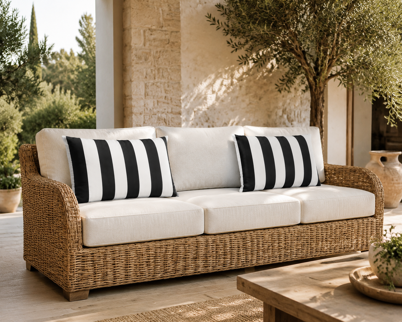 Black White Stripe Outdoor Cushion Covers – 2 Pack | Patio Pillow Covers | Fits IKEA Duvholmen & Kuddarna