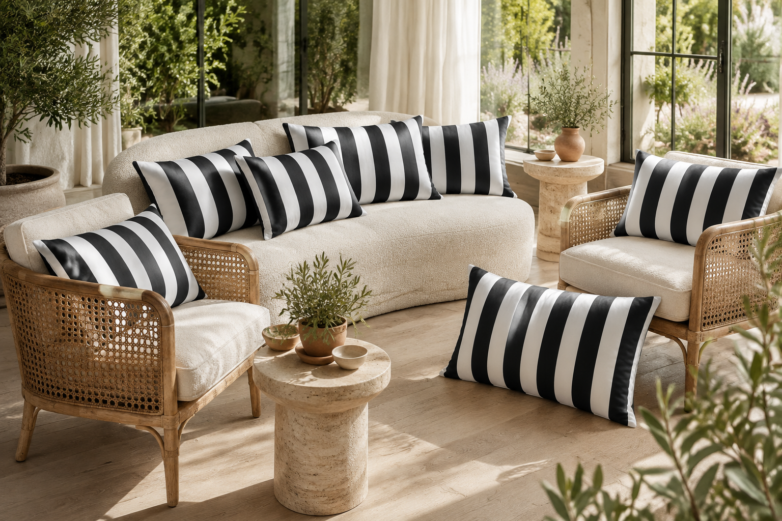 Black White Stripe Outdoor Cushion Covers – 2 Pack | Patio Pillow Covers | Fits IKEA Duvholmen & Kuddarna