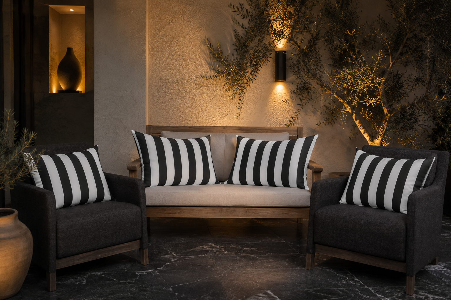 Black White Stripe Outdoor Cushion Covers – 2 Pack | Patio Pillow Covers | Fits IKEA Duvholmen & Kuddarna