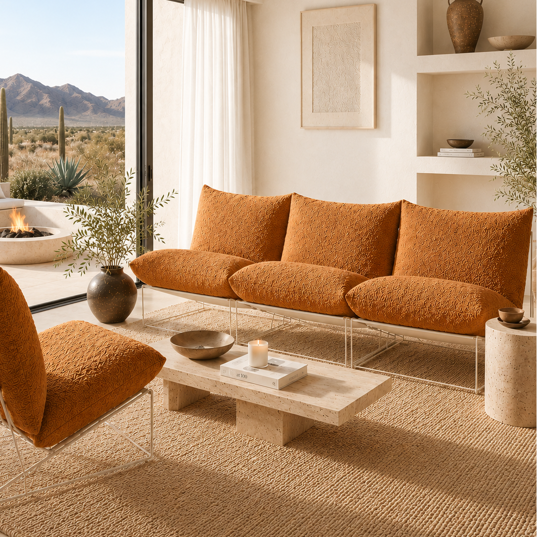 Brown Boucle Havsten 3 Seater Sofa