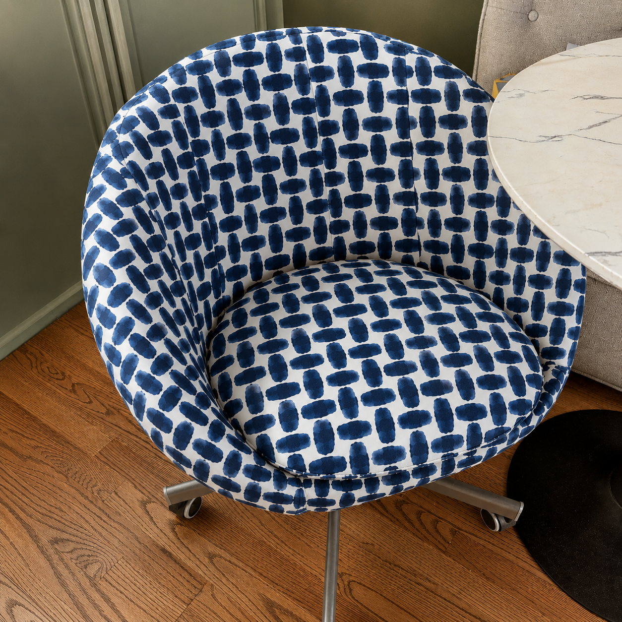 Indigo Brushstroke Slipcover for IKEA SKRUVSTA Chair Cover | Custom IKEA Office Chair Slipcover | Swivel Chair Cover | Seat Cushion Cover
