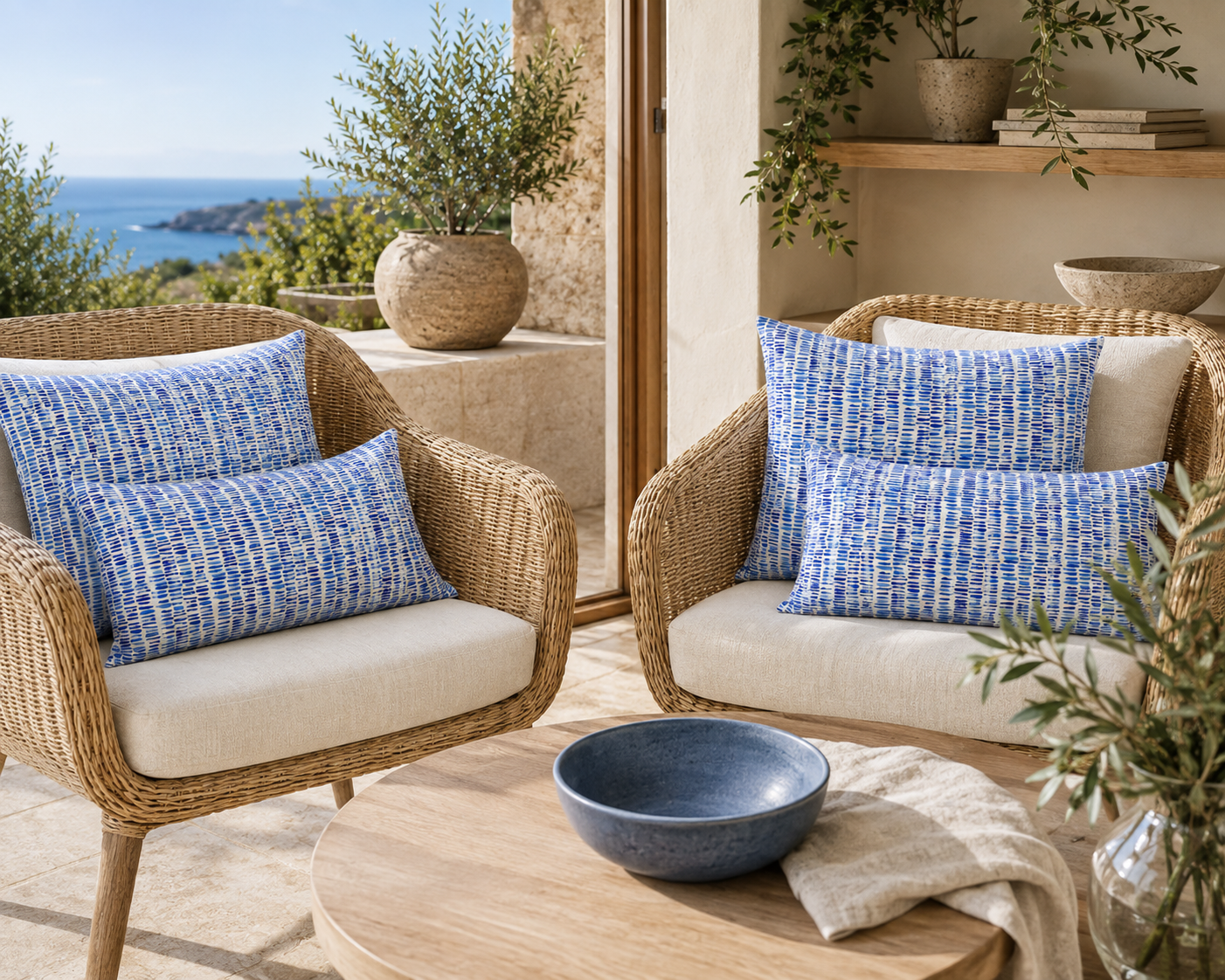 Blue Rain Outdoor Cushion Covers – 2 Pack | Coastal Patio Pillow Covers | Fits IKEA Duvholmen & Kuddarna