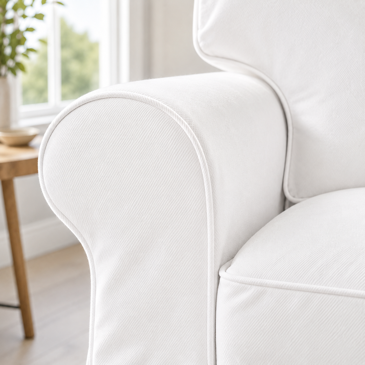 Uppland White Cotton Twill fabric closeup 1