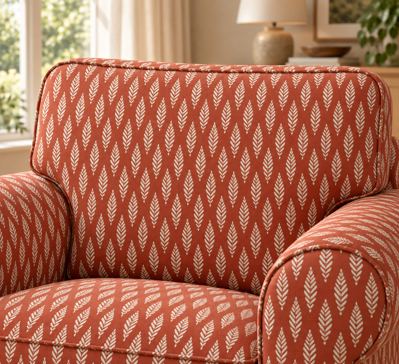 Closeup Armchair Cushion, Terracotta Leaf eSep30_2026_06_18_14PM-2