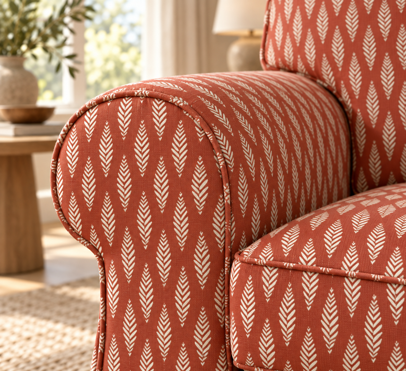 Closeup Armchair, Terracotta Leaf 