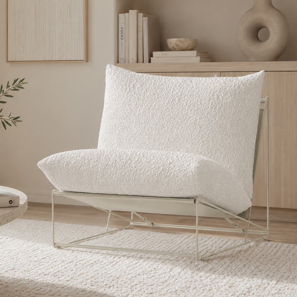 White Bouclé Indoor Slipcovers, Compatible with IKEA Havsten - Made to Order
