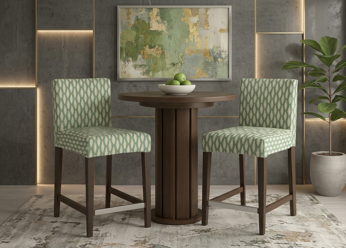 Henriksdal barstool covers in leaf sage green
