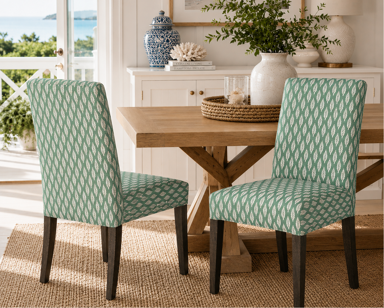 Sage green leaf Henriksdal chair covers