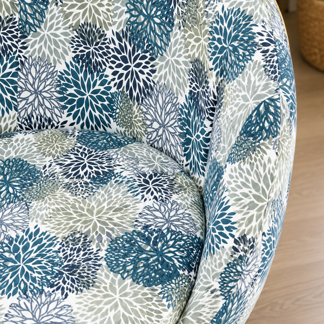 Blue Floral Slipcover for IKEA SKRUVSTA Chair Cover | Custom IKEA Office Chair Slipcover | Botanical Swivel Chair Cover | Seat Cushion Cover