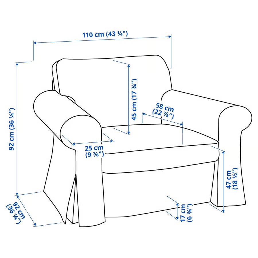 Uppland Armchair Slipcover – White Cotton Twill | Custom-Fit Cover Compatible with IKEA Uppland