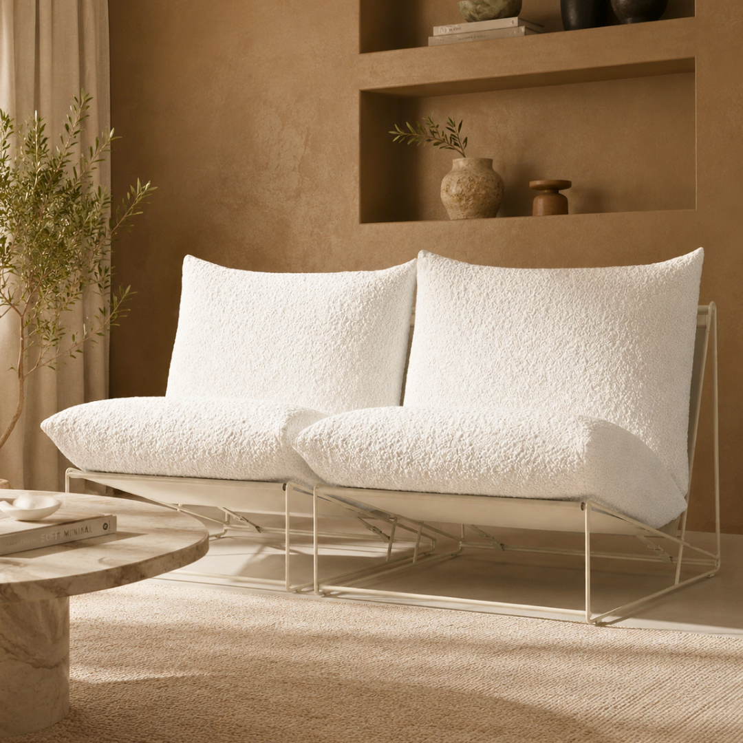 White Boucle Havsten Sofa