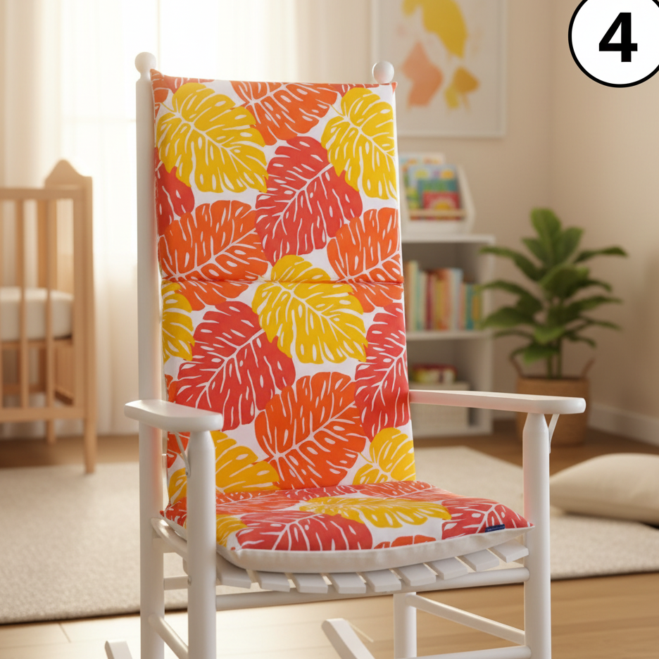 Close-up lifestyle image of Design 4 - Big Leaves Orange