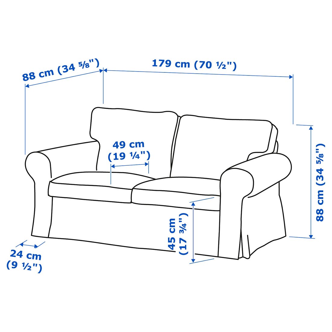 IKEA Ektorp 2-seater sofa measurements
