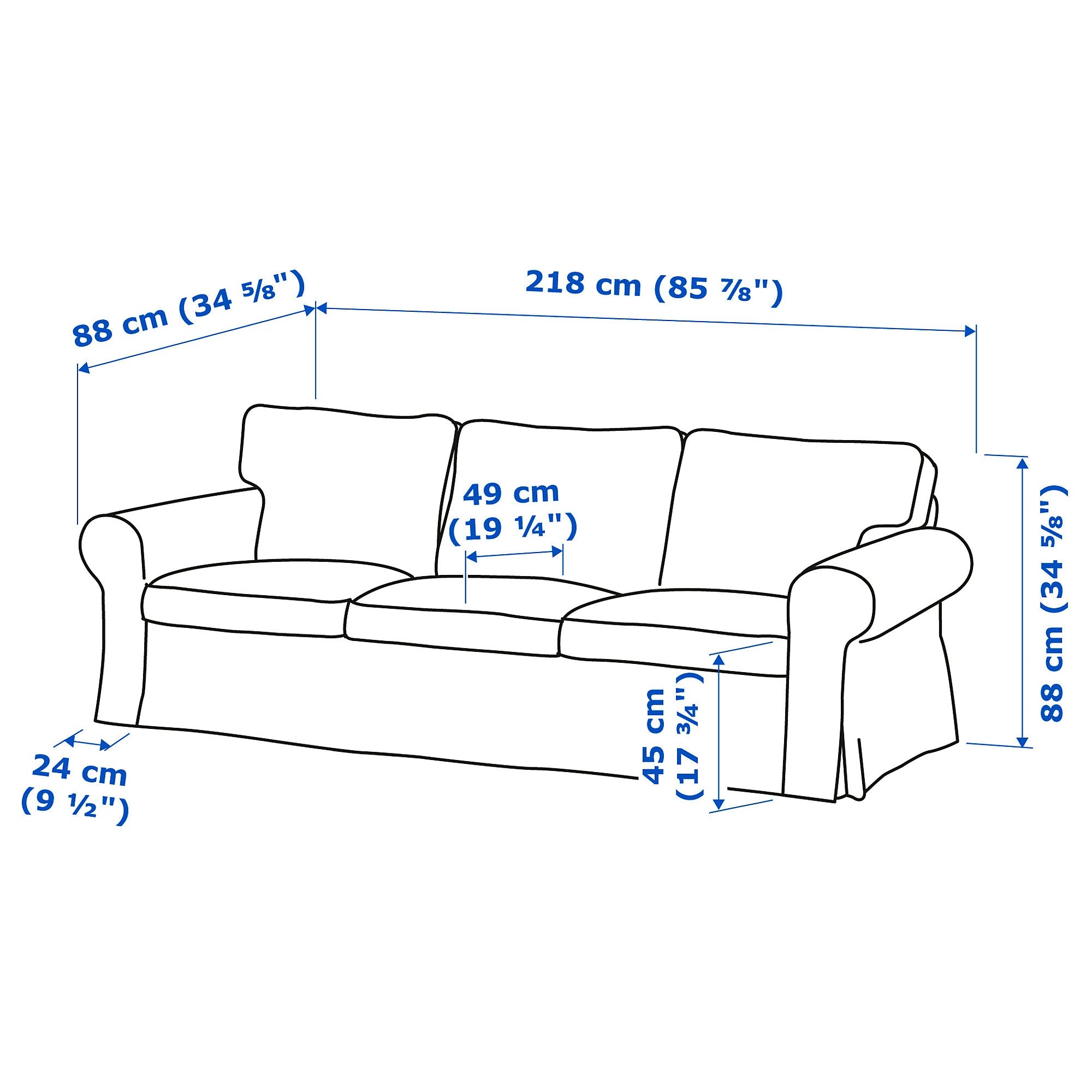IKEA Ektorp 3-seater sofa measurements