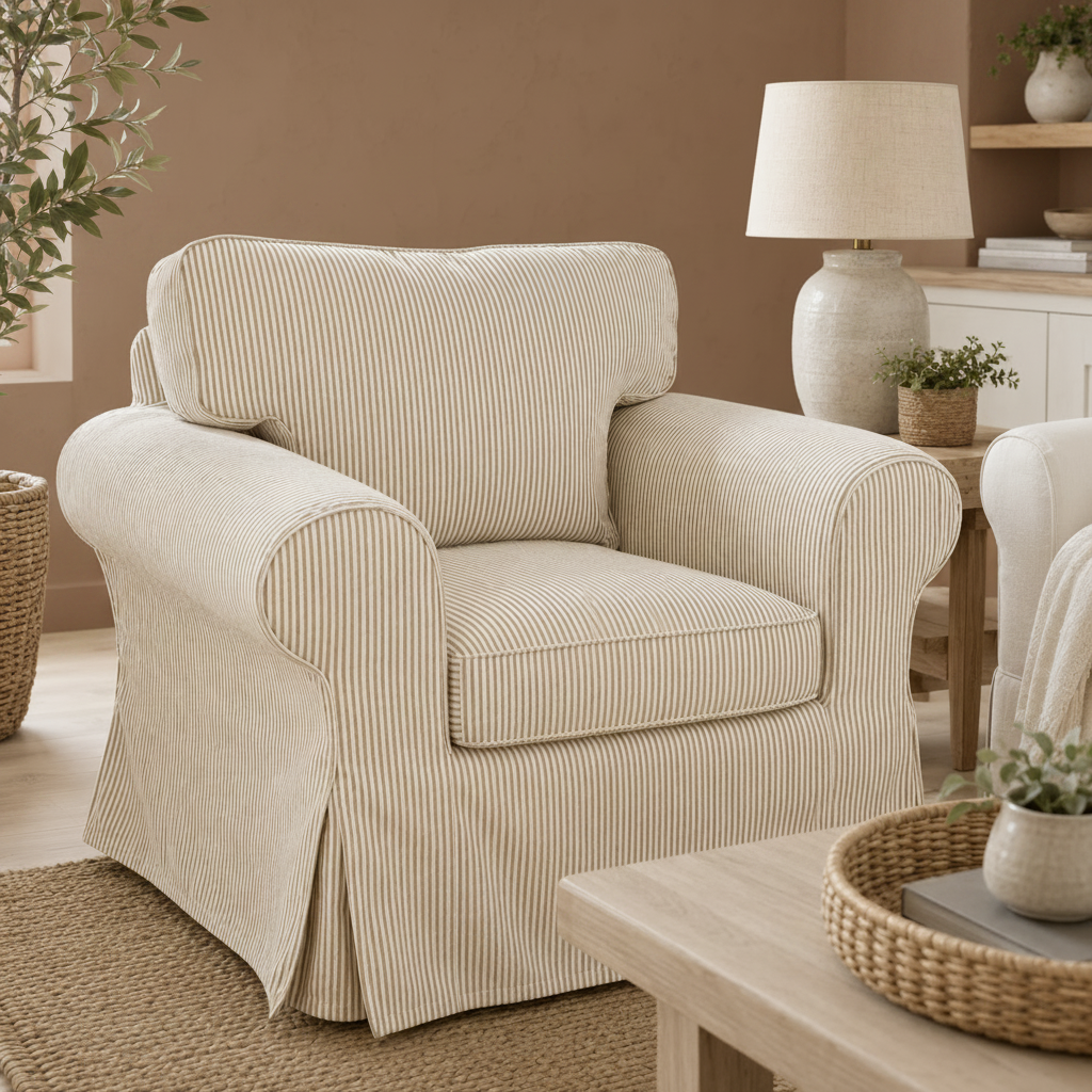 Ektorp Beige Stripe – Mocha Brown Wall