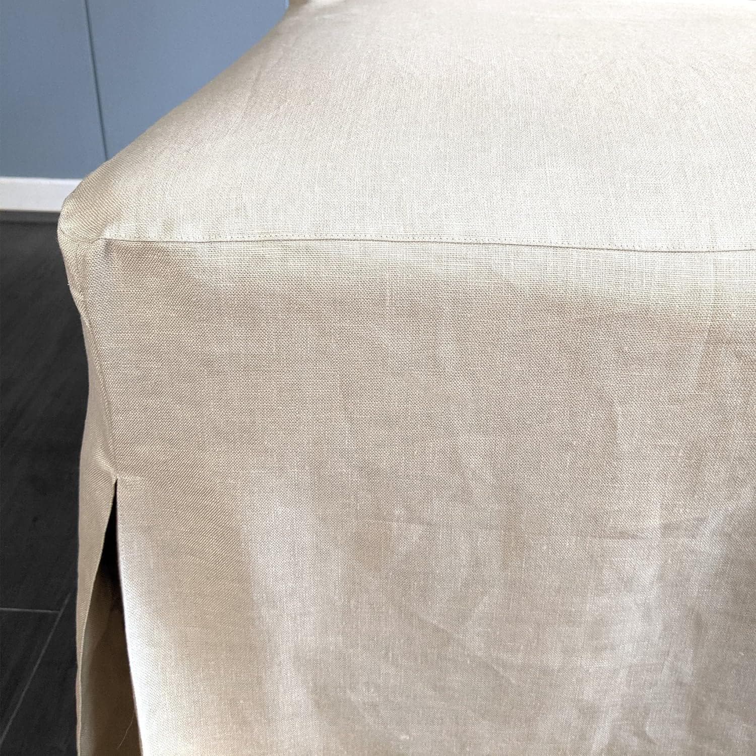 Natural Linen Slipcovers  Set of 2, Floor-Length Dining Chair Covers, Compatible with IKEA Bergmund