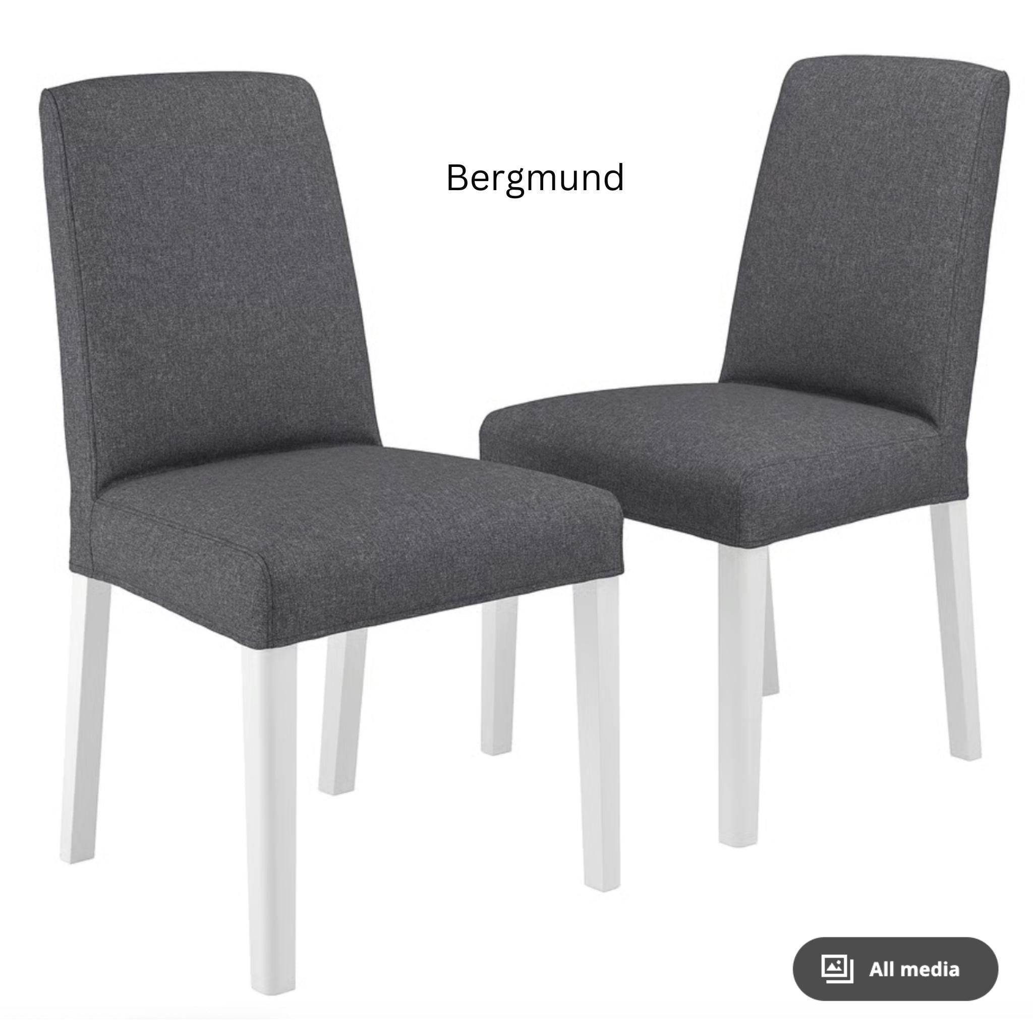 Blue Ticking Stripe Floor-Length Slipcovers, Compatible with IKEA Bergmund (Set of 2)