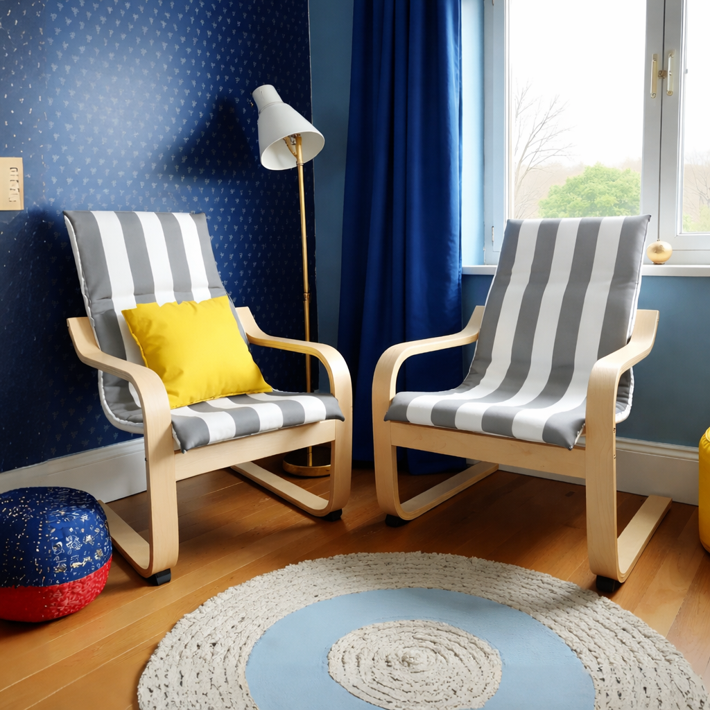Gray Stripe Slipcover for IKEA Children's Poang Chair