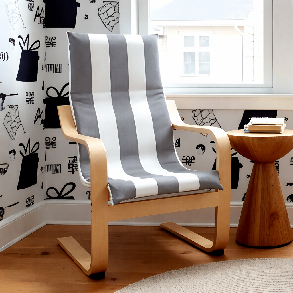 Gray Stripe Slipcover for IKEA Children's Poang Chair