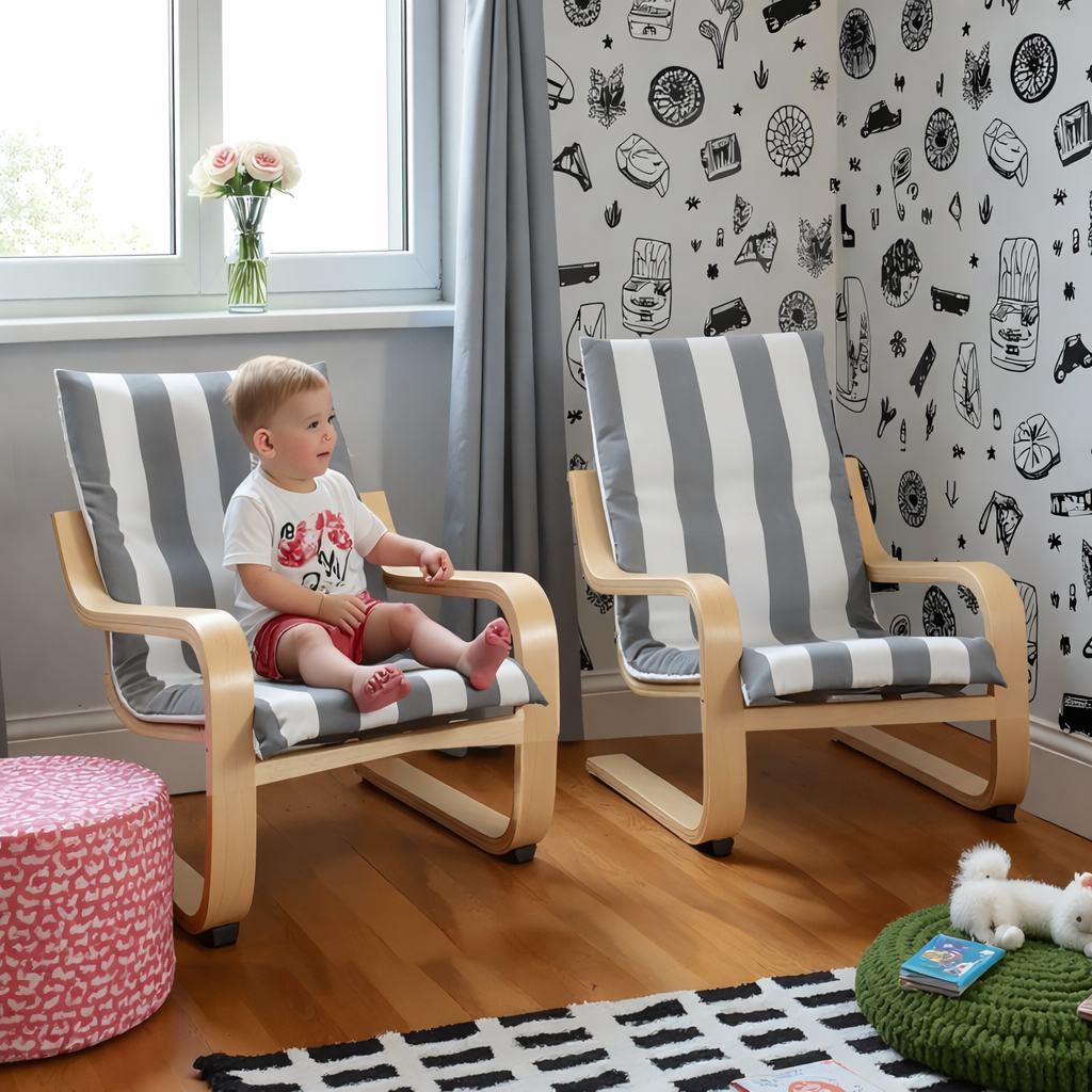 Gray Stripe Slipcover for IKEA Children's Poang Chair
