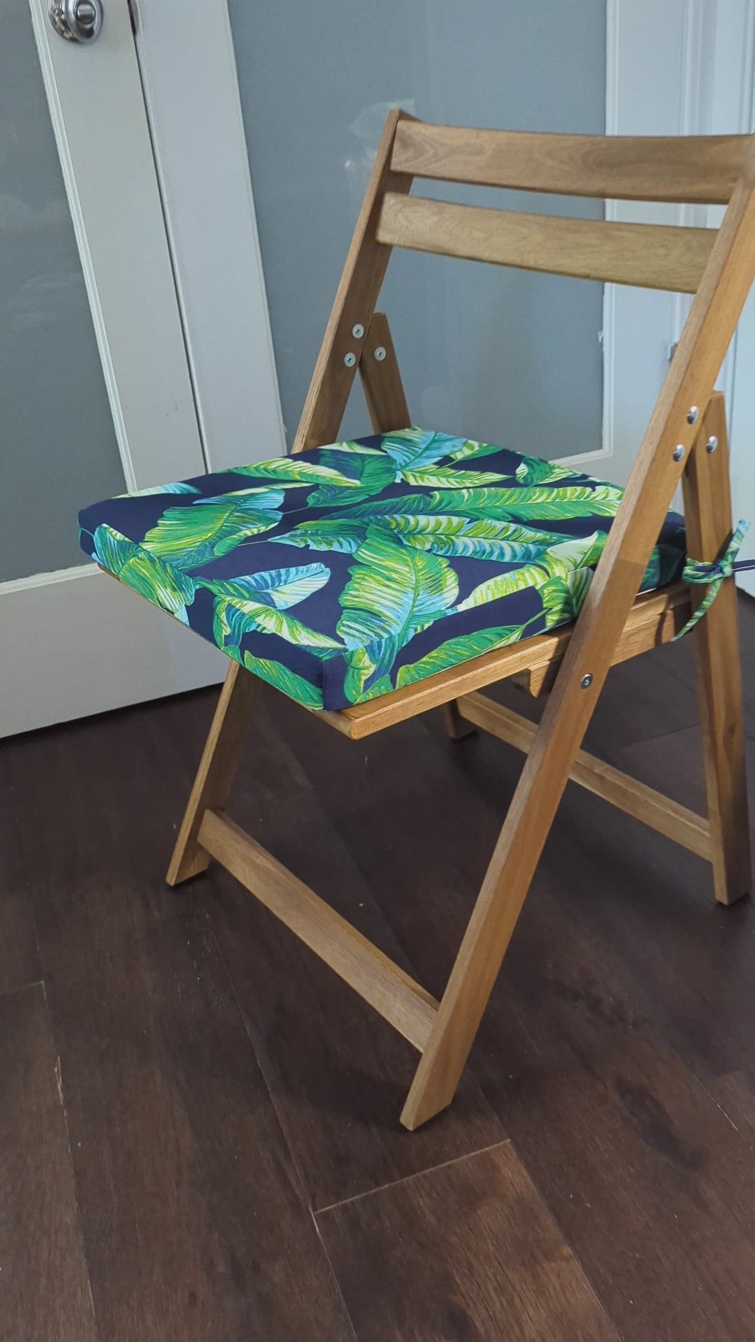 Lot de 2 coussins de chaise d'extérieur carrés Blue Palms, housses amovibles