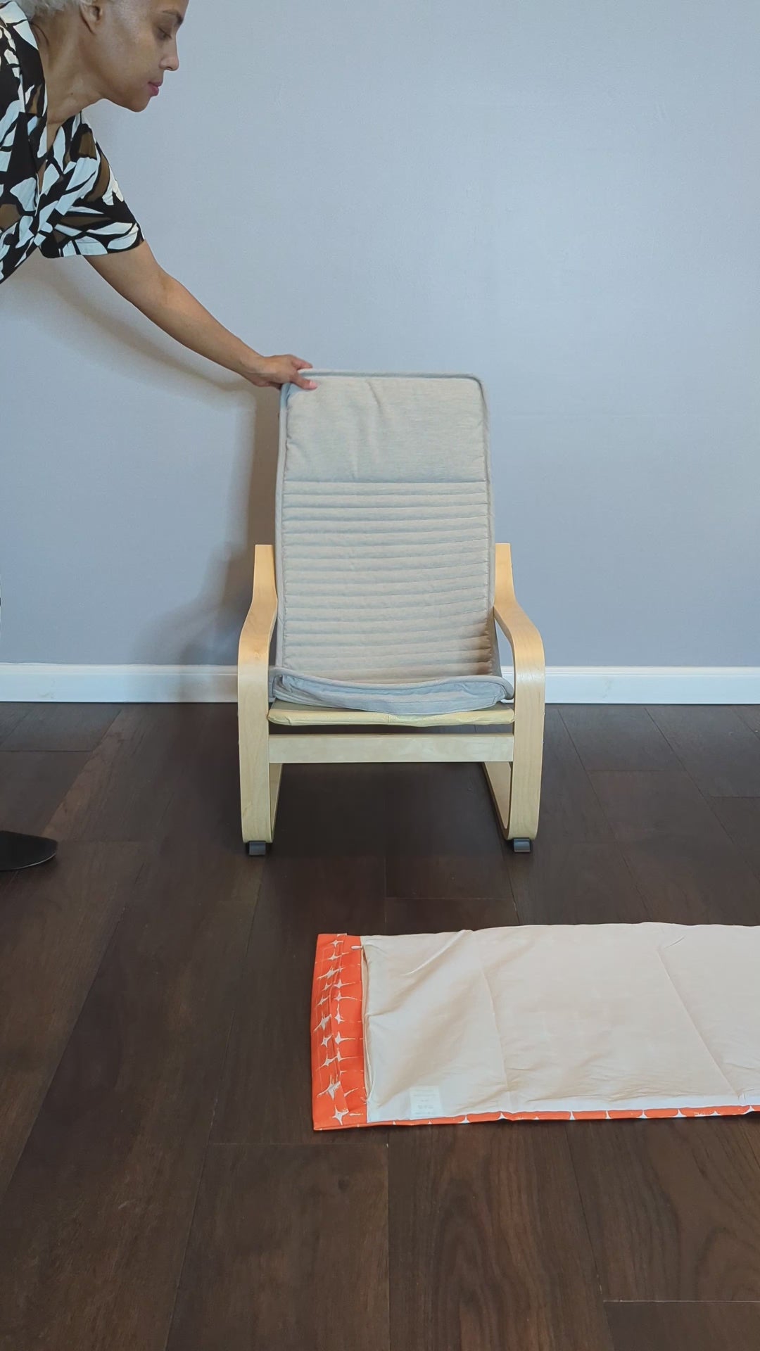 Orange Geometric Pattern Cushion Cover, Compatible with IKEA Children's Poang