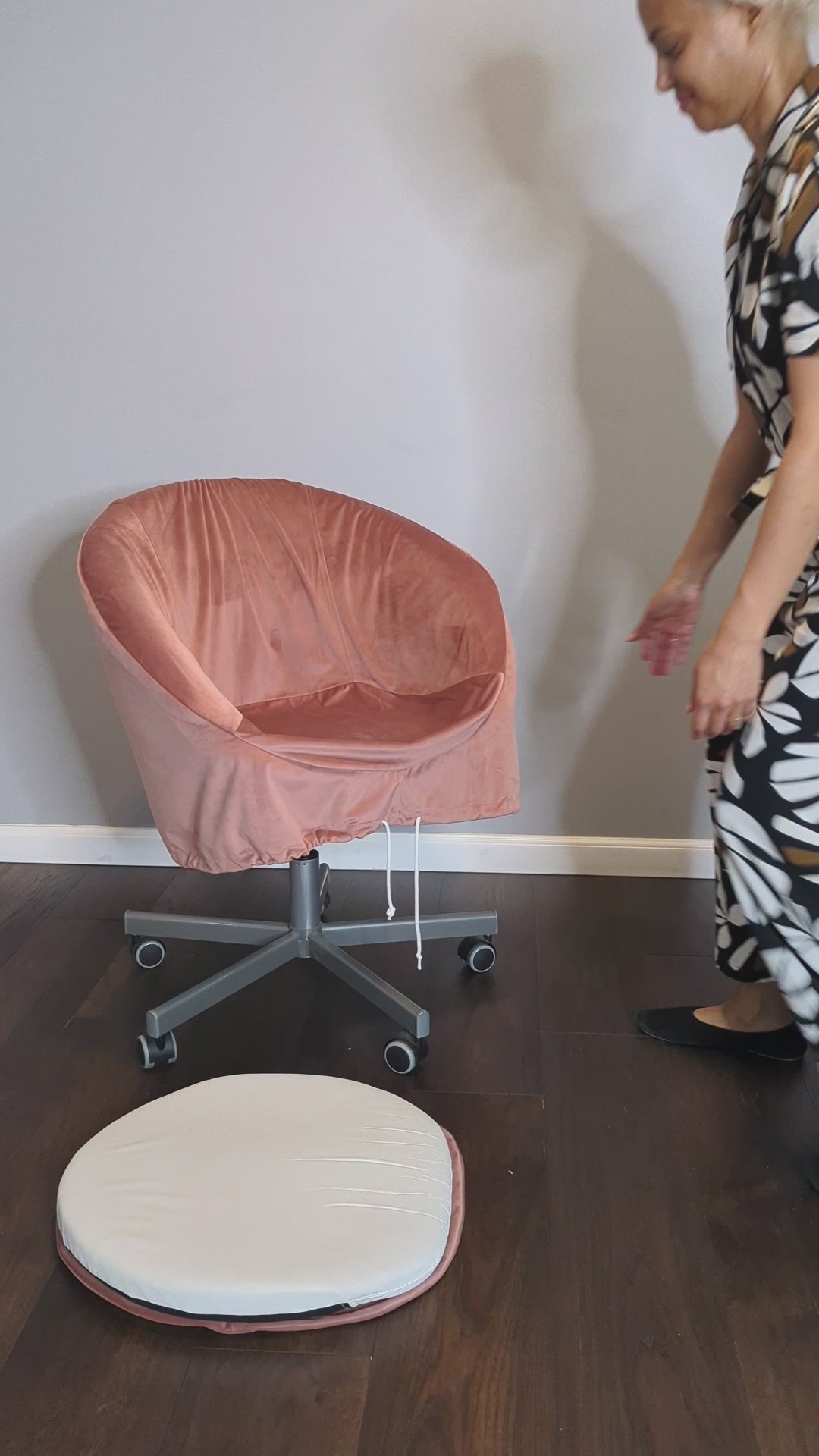 Blush Pink Velvet Slipcover, Compatible with IKEA Skruvsta Chair – Luxurious, Soft, and Custom-Fit