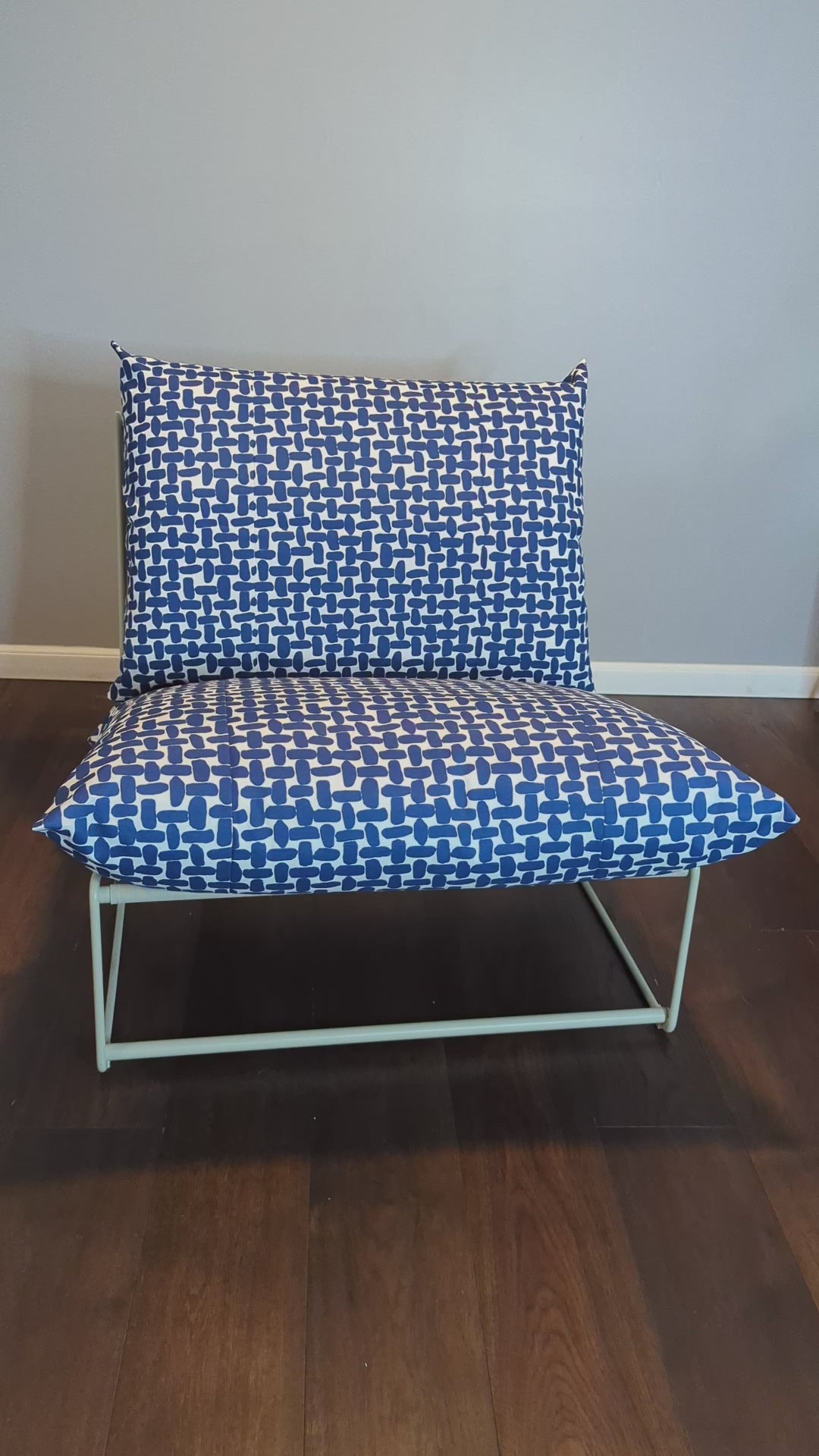 Modern Navy Blue Lattice Print Outdoor Slipcovers, Compatible with IKEA Havsten - Made to Order