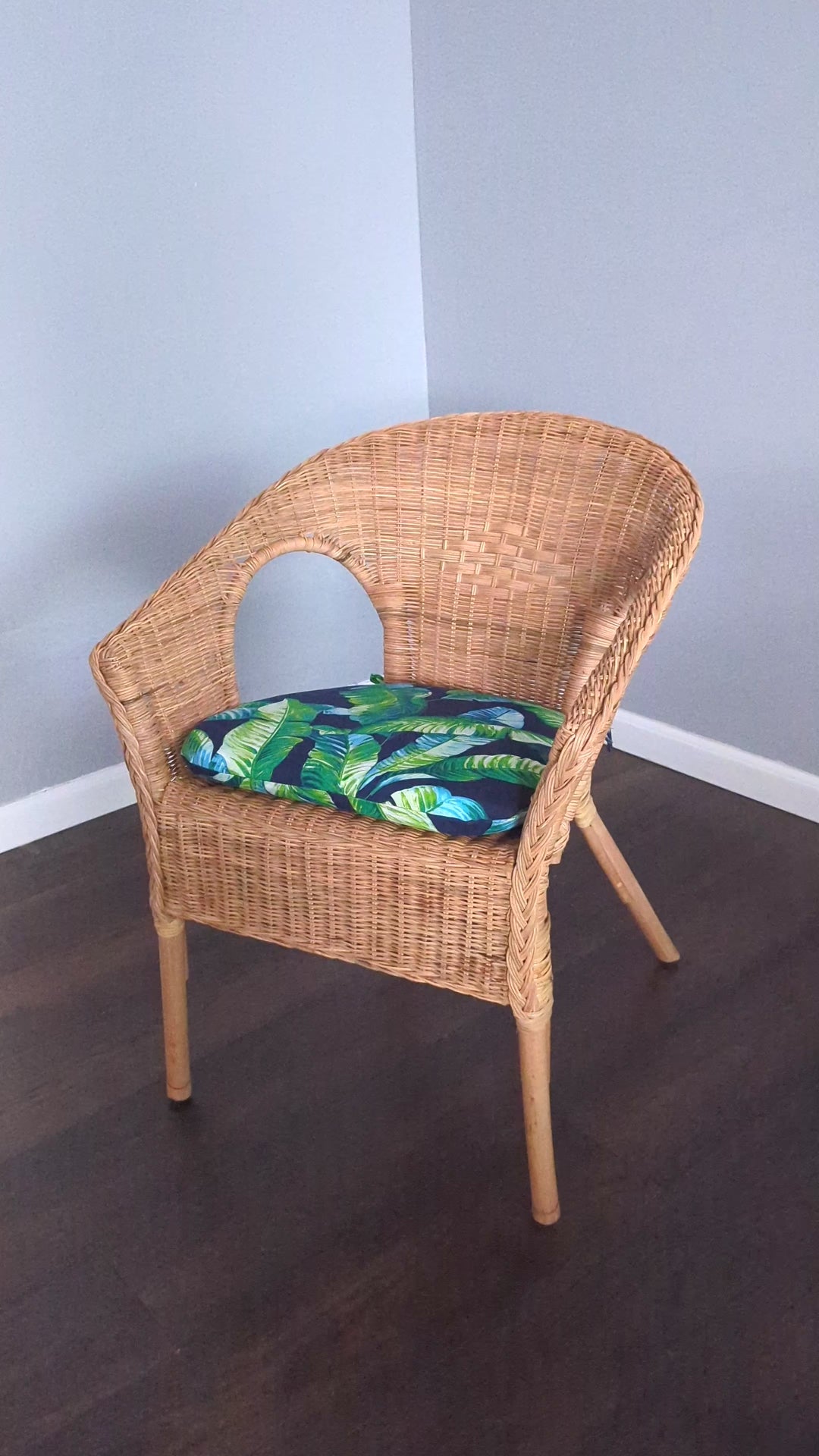 Lot de 2 coussins de chaise d'extérieur en forme de U Blue Palms, housses amovibles