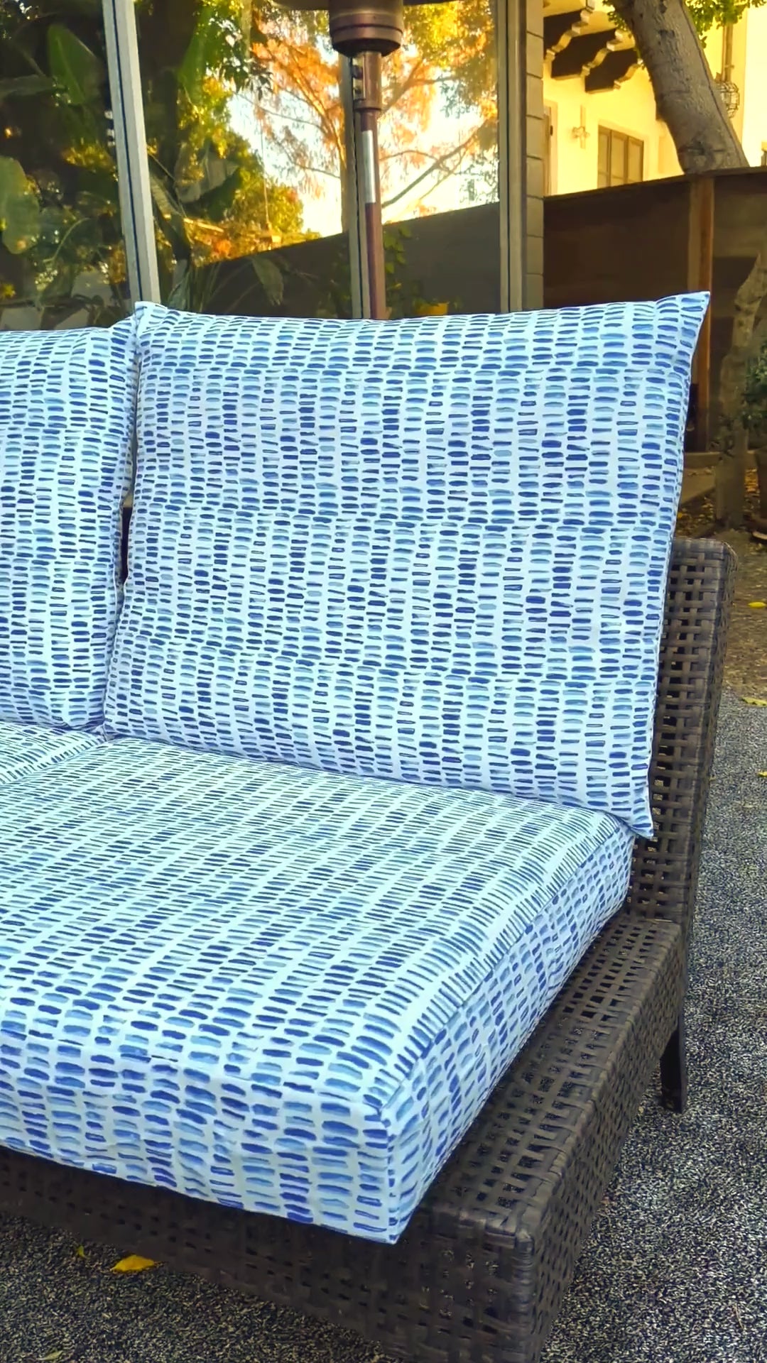 Ensemble de housses de coussin d'extérieur et coussins de chaise DELUXE 8 pièces - Compatible avec IKEA Duvholmen, Blue Rain 