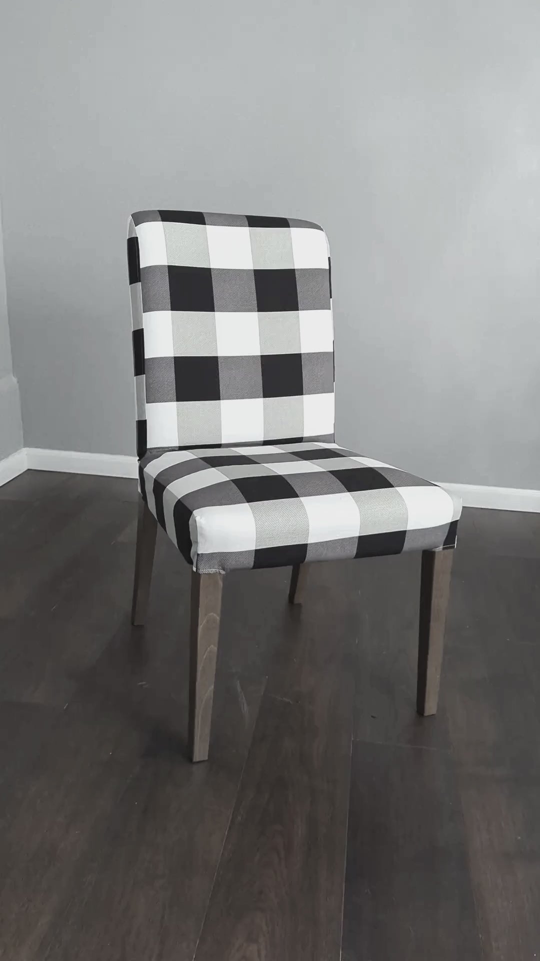 Stuhlhussen für Esszimmerstühle im Buffalo-Check-Design, Schwarz/Weiß, kompatibel mit IKEA Henriksdal, 2er-Set