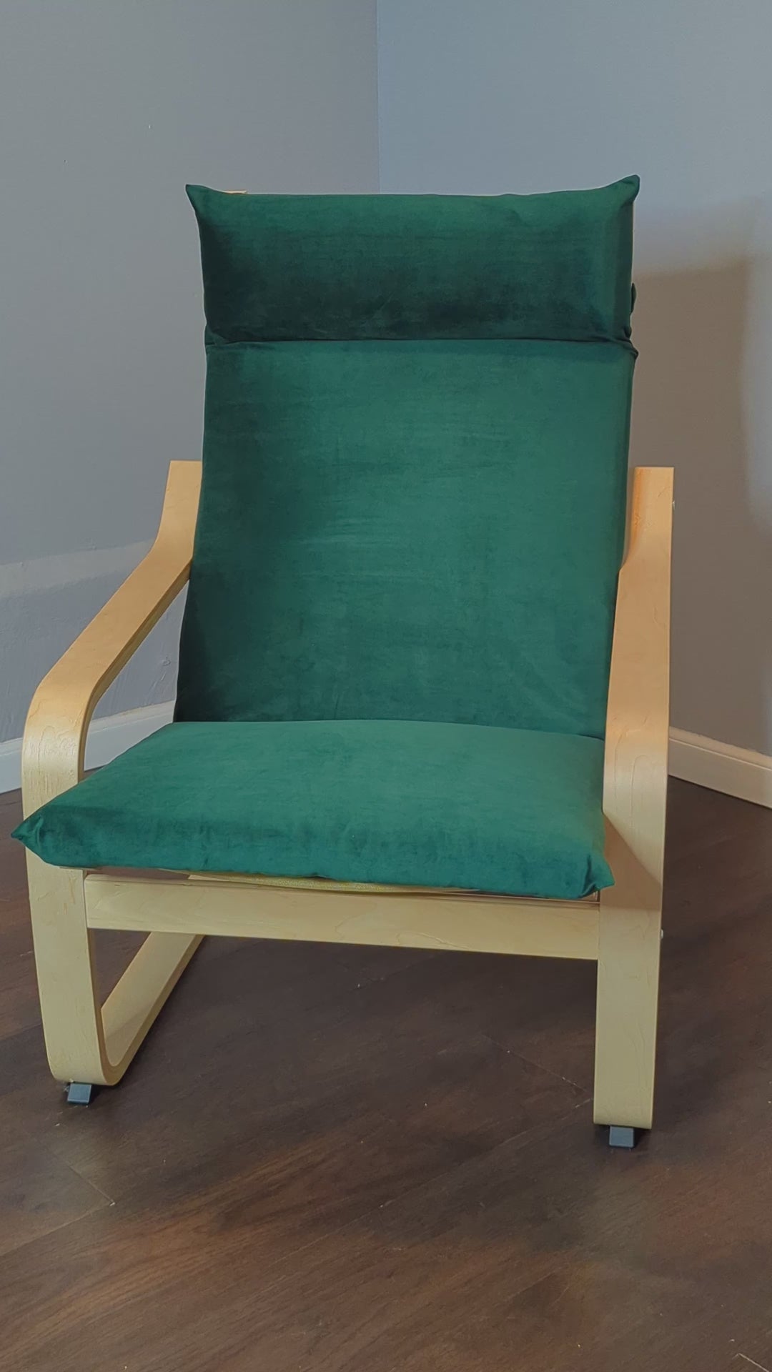 Velvet Forest Green Chair and Ottoman Covers, Compatible with IKEA Poang