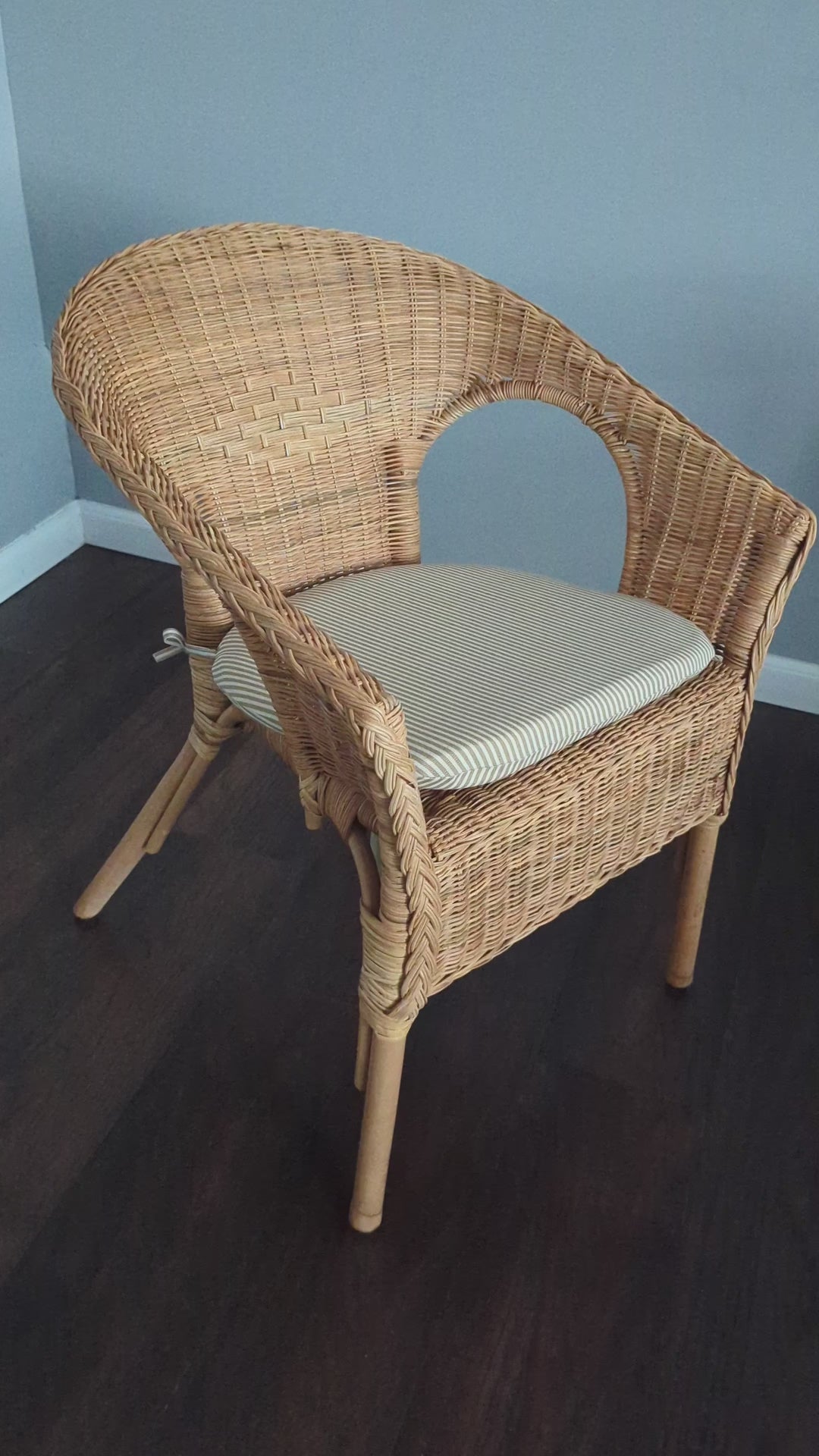 Lot de 2 coussins de chaise d'extérieur en forme de U à rayures beiges, housses amovibles