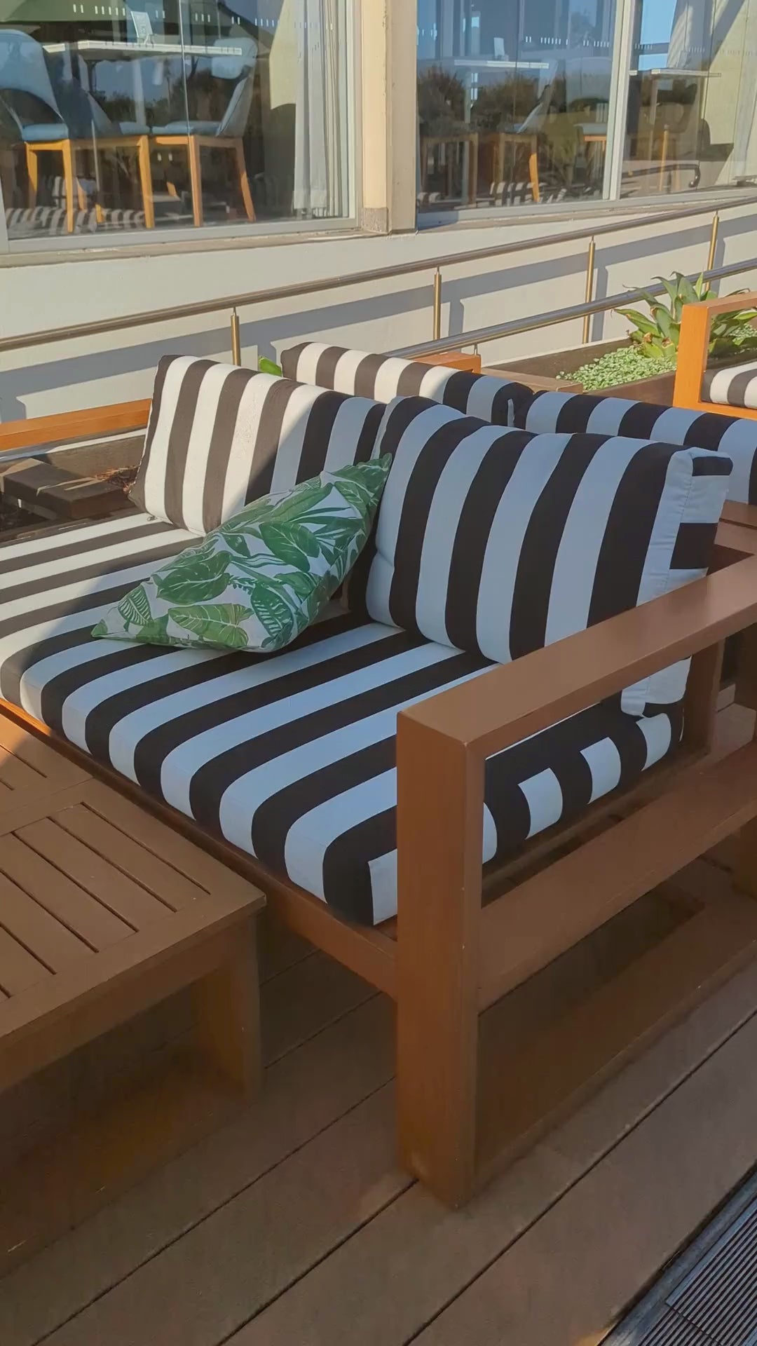 Black Stripe Cafe Outdoor Cushions