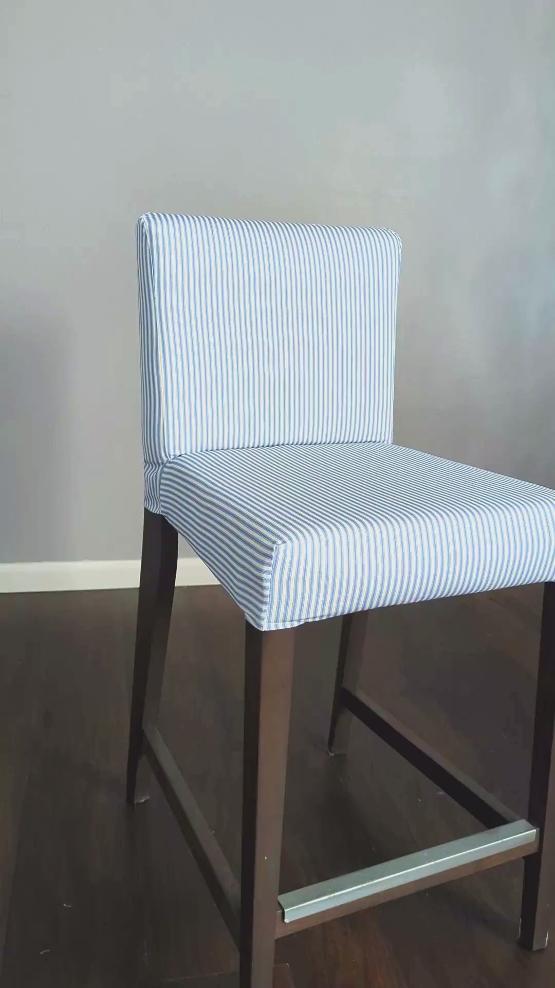 2 Pack, Blue Ticking Stripe Barstool Covers, Compatible with IKEA Henriksdal