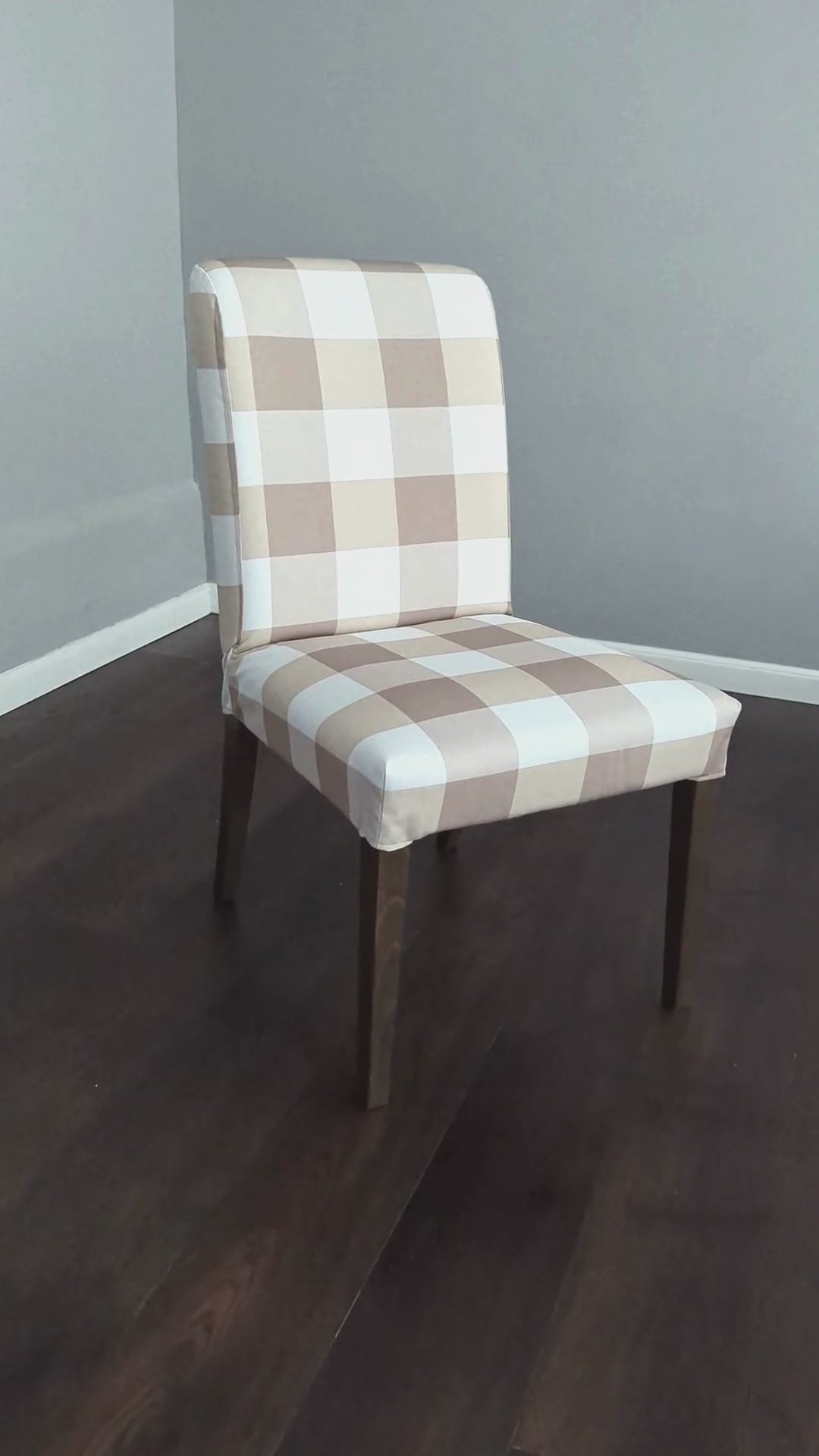 Buffalo Check Beige Dining Chair Cover, Compatible with IKEA Henriksdal