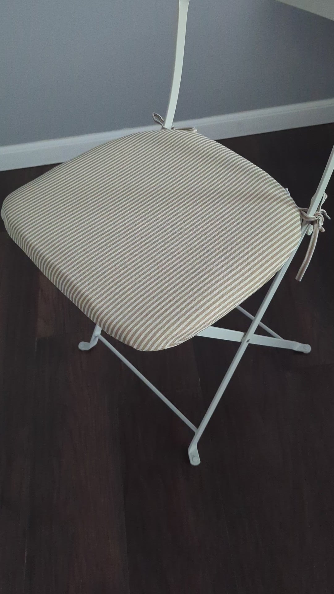 Lot de 2 coussins de chaise d'extérieur en forme de U à rayures beiges, housses amovibles