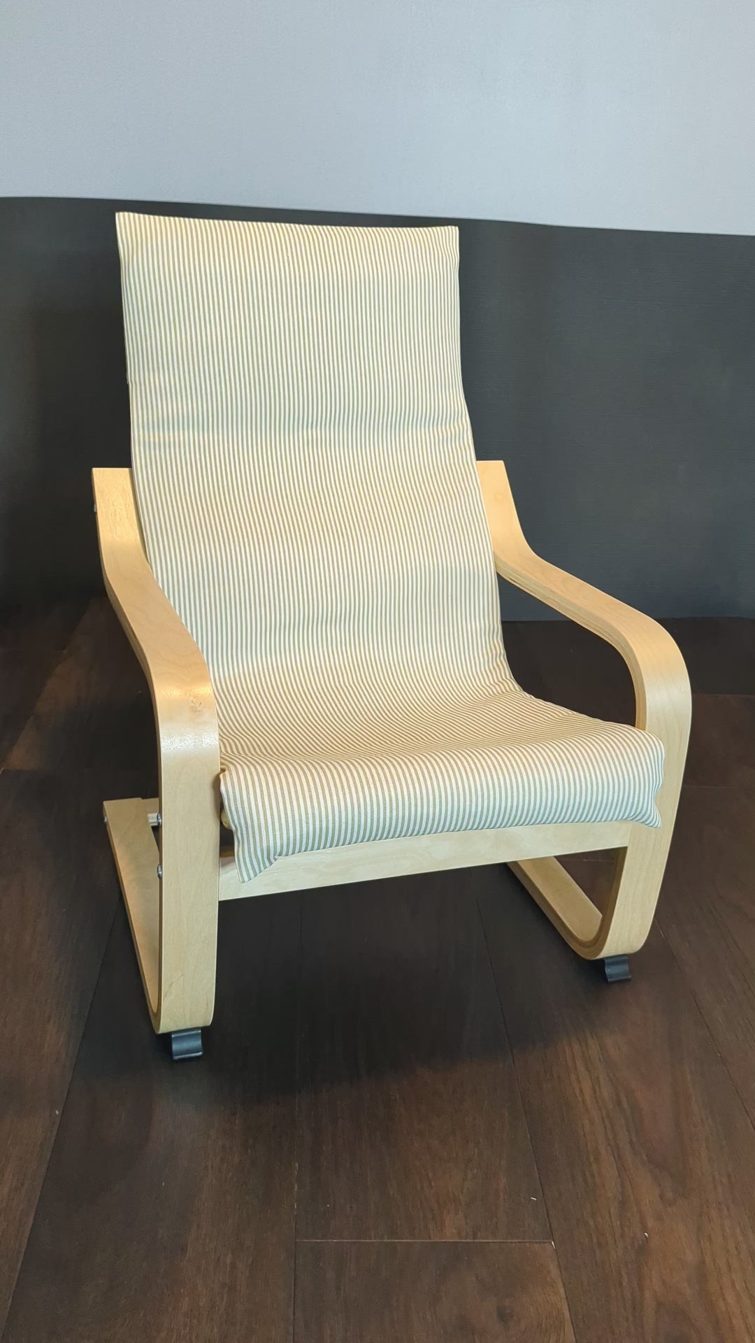 Beige Pinstripe Cushion Cover, Compatible with IKEA Children's Poang