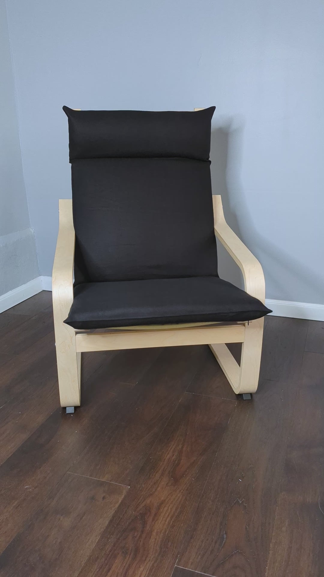 Black European Linen Chair and Footstool Slip Covers, Compatible with IKEA Poang