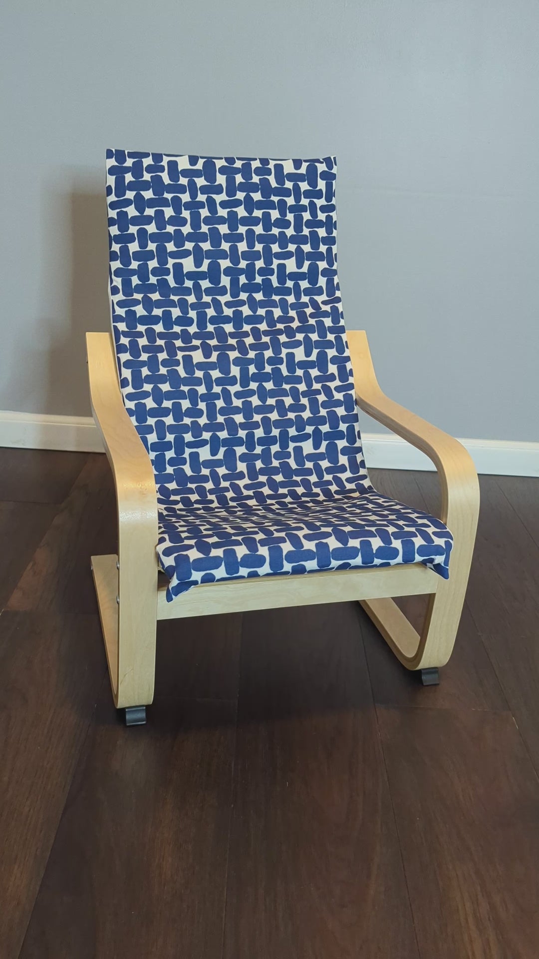 Blue Abstract Print Cushion Cover, Compatible with IKEA Children's Poang